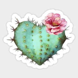 Cactus heart watercolor jellow flower Sticker